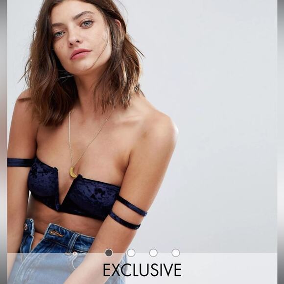 New Wolf & Whistle Velvet Strappy Bikini Top - Picture 1 of 10